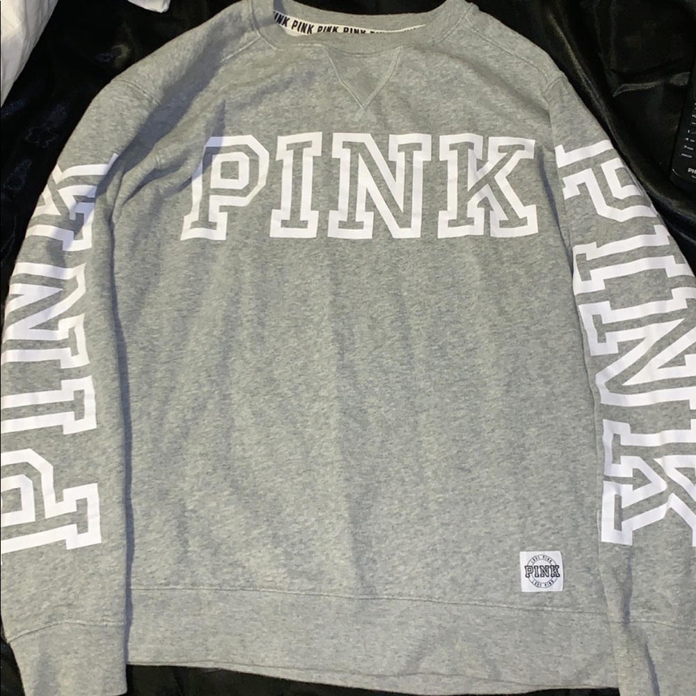 PINK grey crew neck